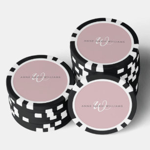 Moderne Staub-Lila-Weiß-Schrift-Monogramm Pokerchips