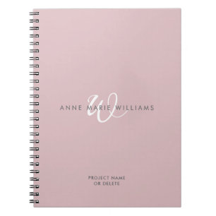 Moderne Staub-Lila Weiße Schrift-Monogramm Notizblock