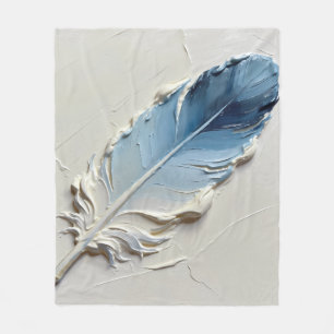 Moderne staubblaue 3D-Impasto-Feder-Ölgemälde Fleecedecke
