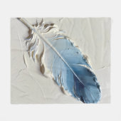 Moderne staubblaue 3D-Impasto-Feder-Ölgemälde Fleecedecke (Vorderseite (Horizontal))