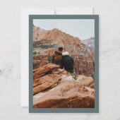 Moderne staubblaue Ampere und 5 Foto Grid Hochzeit Einladung (Rückseite)