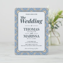 Moderne staubblaue Art Deco Geometrie-Hochzeit