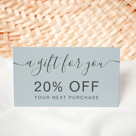 Moderne staubblaue berufliche Typografie Rabattkarte