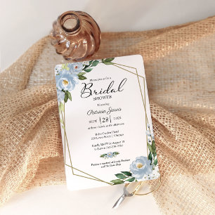 Moderne staubblaue florale geometrische Hochzeitsf Einladung