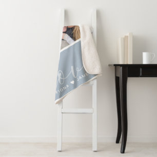 Moderne staubblaue Foto-Collage Liebe Personalisie Sherpadecke