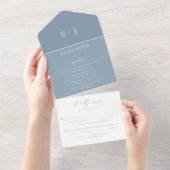 Moderne Staubblaue Hochzeit  All In One Einladung (Abreißen)