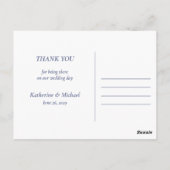 Moderne staubblaue Hochzeits-Dankeskarten Postkarte (Rückseite)