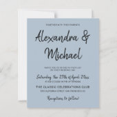 Moderne staubblaue Hochzeitseinladung (Vorderseite)