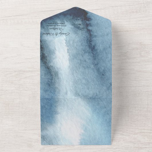 Moderne staubblaue Marine All In One Einladung (Außenbereich)