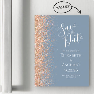 Moderne Staubblaue Pfirsich-Save-Date-Magnetkarte Magnetkarte