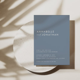 Moderne staubblaue Schrift zeitgenössische Hochzei Einladung