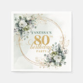 Moderne staubgrüne botanische Geburtstagsserviette Serviette (Vorderseite)