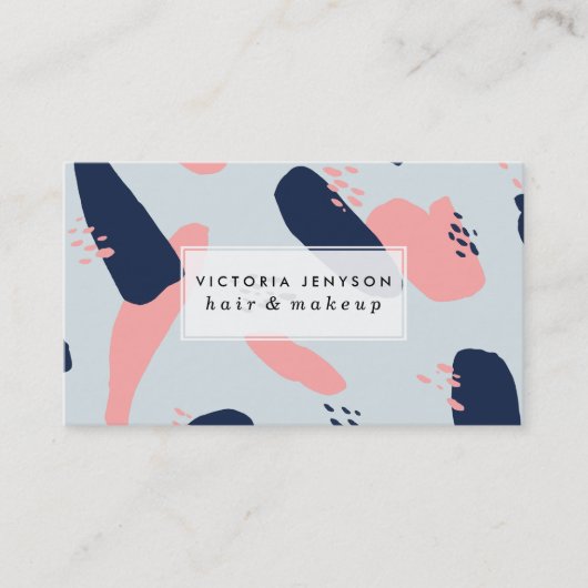 Moderne staubige blaupastellblaue Pastellfarbe geo Visitenkarte (Vorderseite)