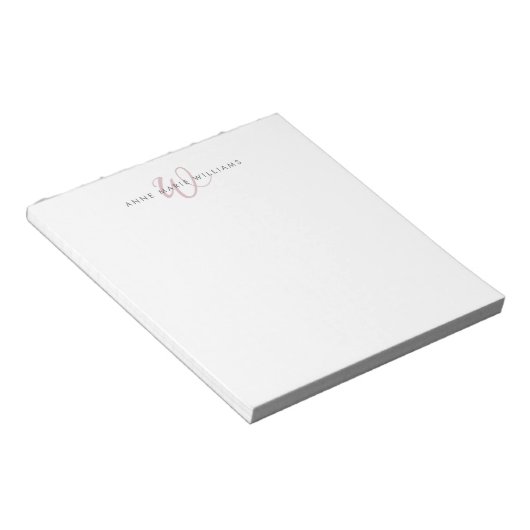 Moderne Staubige Flieder Script-Monogramm Notizblock (angewinkelt)