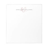 Moderne Staubige Flieder Script-Monogramm Notizblock (Vorderseite)