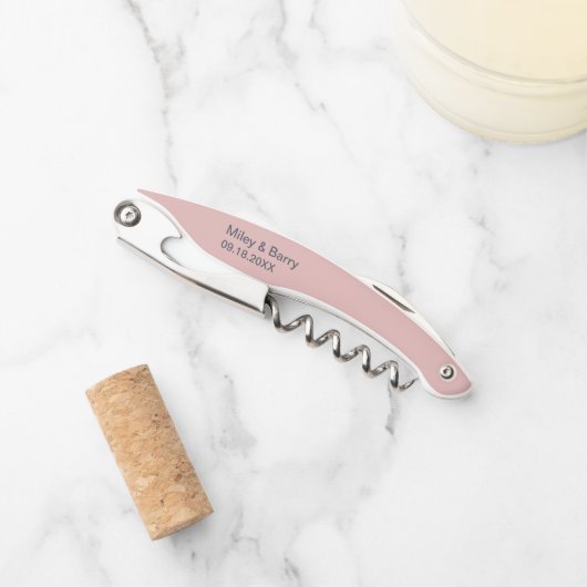 Moderne Staubige Pink Minimalistische Hochzeit Kellnermesser (Vorderseite)