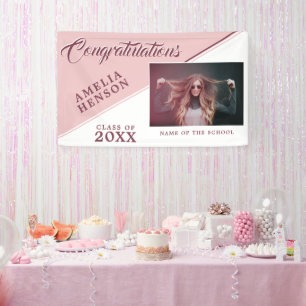 Moderne staubige rosa Abschlussfoto-Abschlussfeier Banner