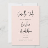 Moderne, staubige rosa Namen Save the Date (Vorderseite)