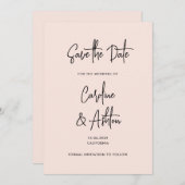 Moderne, staubige rosa Namen Save the Date (Vorne/Hinten)