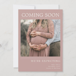 Moderne staubige rosa redaktionelle Baby-Foto-Schw Ankündigung