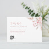 moderne staubige Rose floral qr code rsvp card (Stehend Vorderseite)