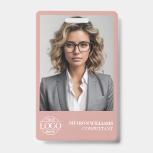 Moderne staubige Rose Personalisiertes Mitarbeiter Ausweis
