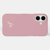 Moderne staubige Rosé Pink Weiße Monogramm Name Case-Mate iPhone Hülle (Rückseite (Horizontal))