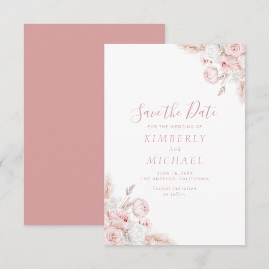 moderne staubige Rose Save The Date (Vorne/Hinten)