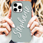 Moderne Staubige Salbei-Minimal-Schrift-Name Case-Mate iPhone Hülle
