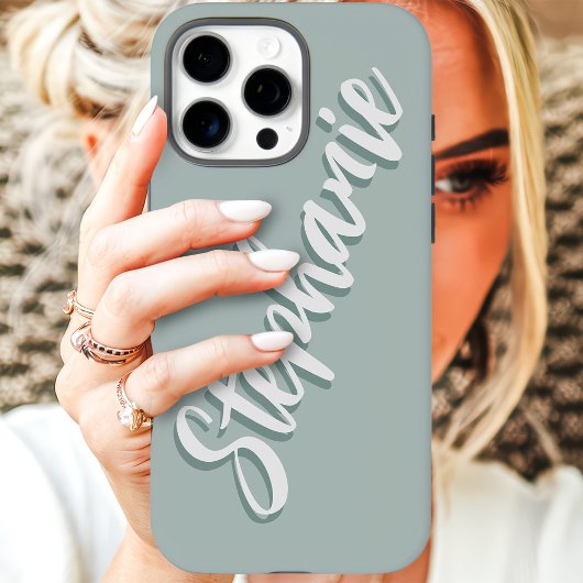Moderne Staubige Salbei-Minimal-Schrift-Name Case-Mate iPhone Hülle