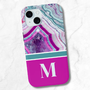 Moderne Stein-Initialen-Monogramm Case-Mate iPhone Hülle