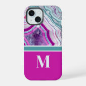 Moderne Stein-Initialen-Monogramm iPhone 15 Hülle (Rückseite)
