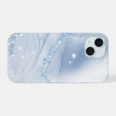 Moderne Stein Staubblau Marmor iPhone 15 Hülle (Rückseite (Horizontal))