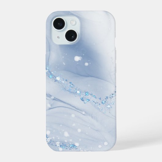 Moderne Stein Staubblau Marmor iPhone 15 Hülle (Rückseite)