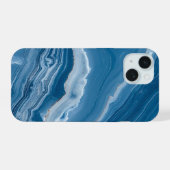 Moderne Stein Staubblau Marmor iPhone 15 Hülle (Rückseite (Horizontal))