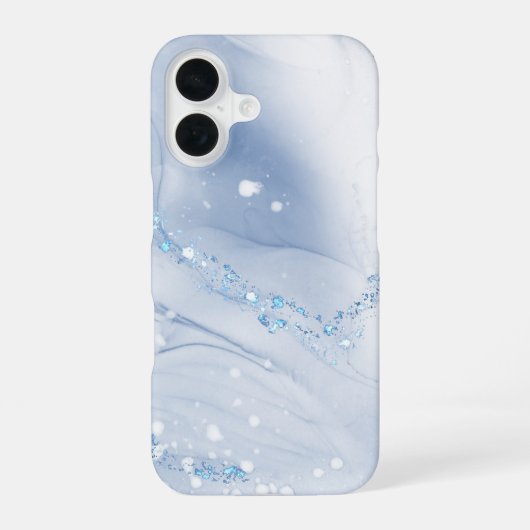 Moderne Stein Staubblau Marmor iPhone 16 Hülle (Rückseite)