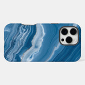 Moderne Stein Staubblau Marmor iPhone Hülle (Rückseite (Horizontal))