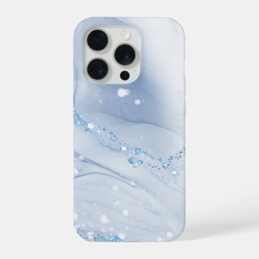 Moderne Stein Staubblau Marmor iPhone Hülle (Rückseite)