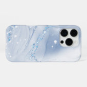 Moderne Stein Staubblau Marmor iPhone Hülle (Rückseite (Horizontal))