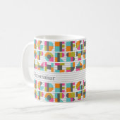 Moderne Steppdecken-Block-Liebe beschriftet Tasse (Vorderseite Links)