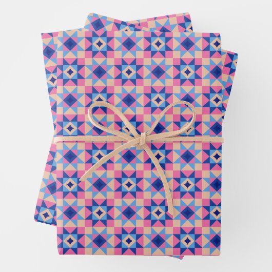 Moderne Stern-Block-Decke Geschenkpapier Set (Beispiel)