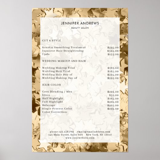 Moderne, Sterne Glassalon Preisliste Poster (Vorne)