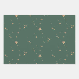 Moderne Sterne | Minimalistischer Roter Urlaub in  Geschenkpapier Set