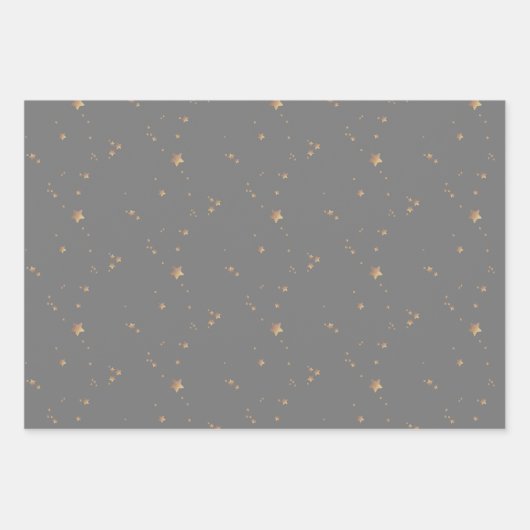 Moderne Sterne | Minimalistischer Schwarzschieferu Geschenkpapier Set (Vorderseite 3)