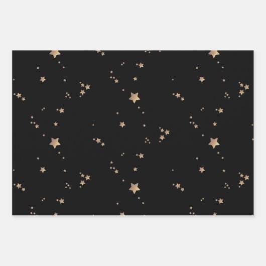 Moderne Sterne | Minimalistischer Schwarzschieferu Geschenkpapier Set (Vorderseite)