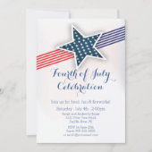 Moderne Sterne & Streifen 4. Juli Einladung (Vorderseite)