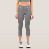 Moderne Sterne Streifen leicht grau Capri Leggings (Vorderseite)