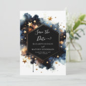 Moderne Sternenhochzeit Save The Date (Stehend Vorderseite)