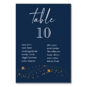 Moderne Sternennacht-Blaue Hochzeit Tischnummer (Rückseite)