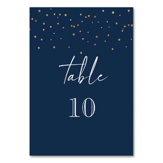 Moderne Sternennacht-Blaue Hochzeit Tischnummer (Rückseite)